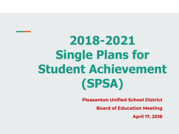 201 8-2021 Single Plans for Student Achievement (SPSA)
