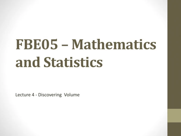 FBE05 – Mathematics and Statistics