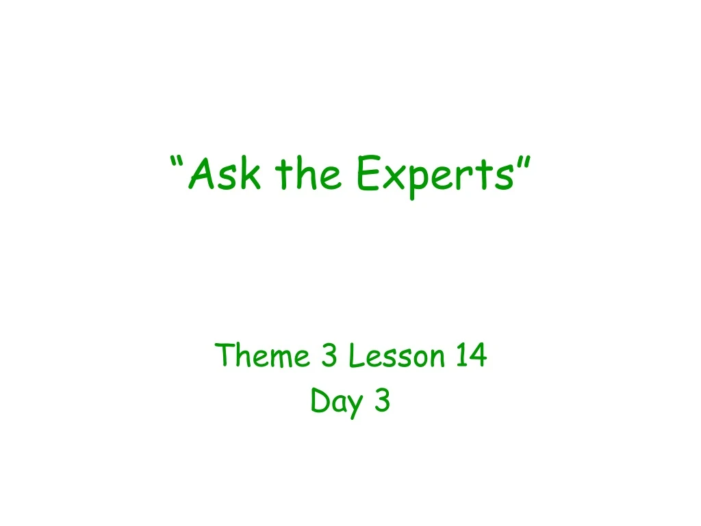 ask the experts