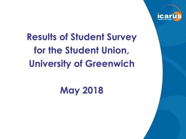 Results of Student Survey for the Student Union, University of Greenwich May 2018