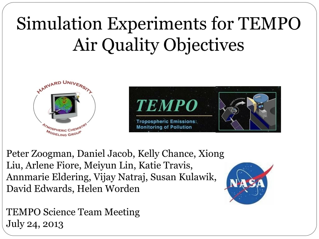 simulation experiments for tempo air quality