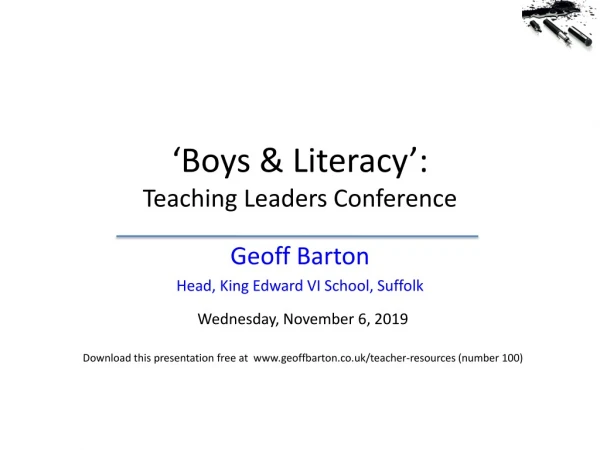 ‘Boys &amp; Literacy’: Teaching Leaders Conference