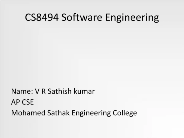 CS8494 Software Engineering