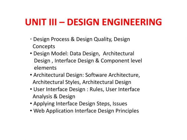 UNIT III – DESIGN ENGINEERING