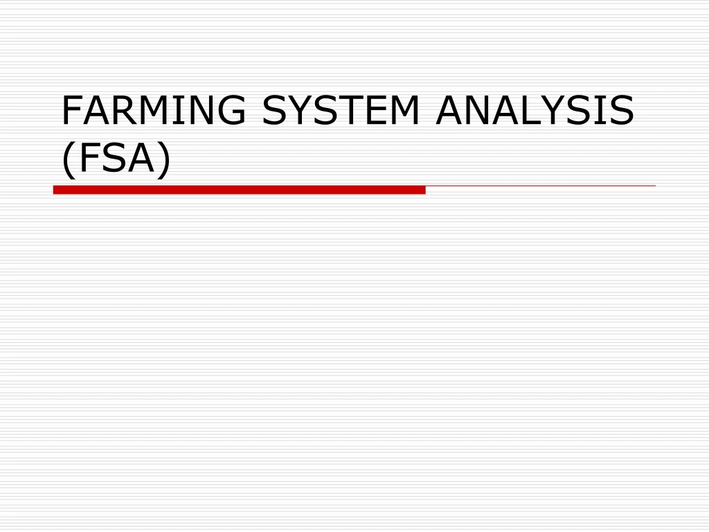 farming system analysis fsa