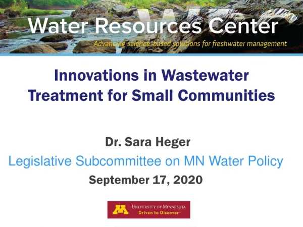 Innovations in Wastewater Treatment for Small Communities
