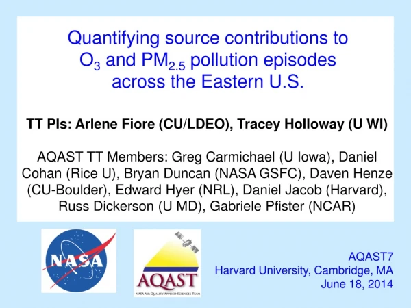 Quantifying source c ontributions to O 3 and PM 2.5 pollution e pisodes