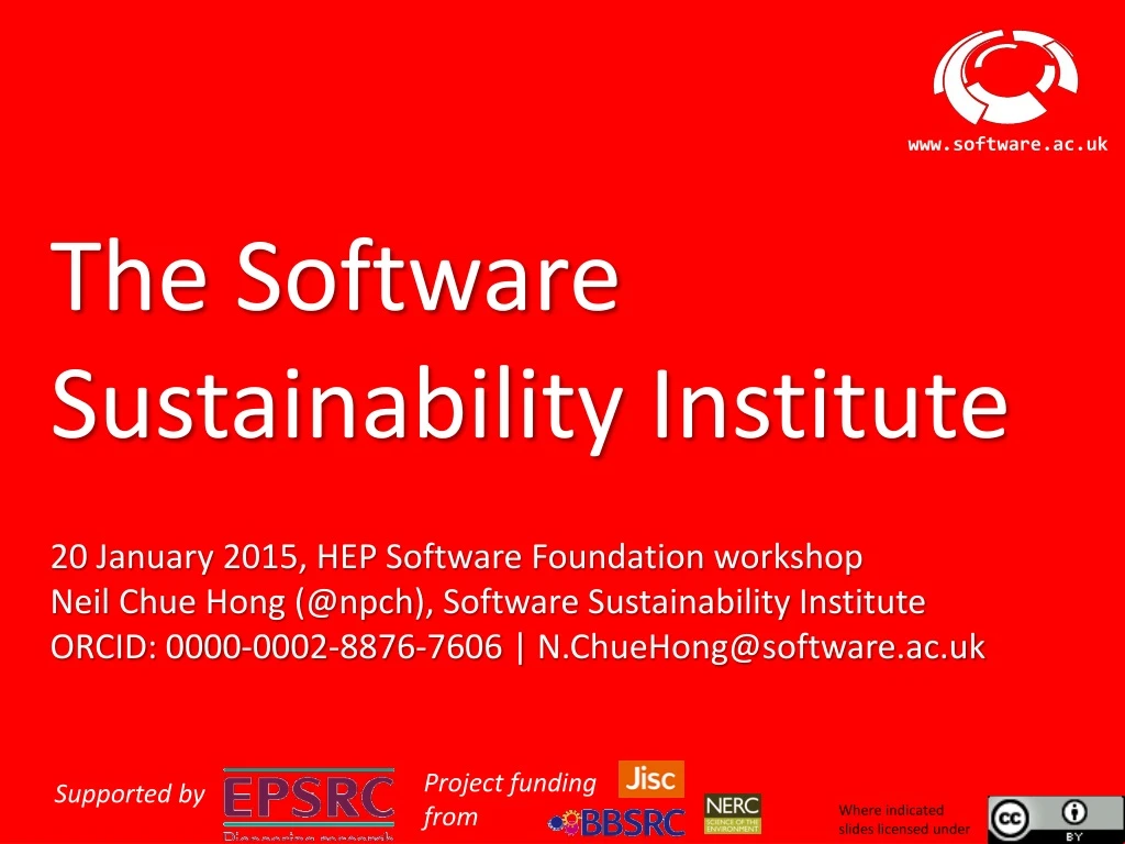 t he software sustainability institute 20 january