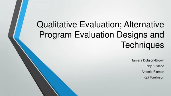 Qualitative Evaluation; Alternative Program Evaluation Designs and Techniques