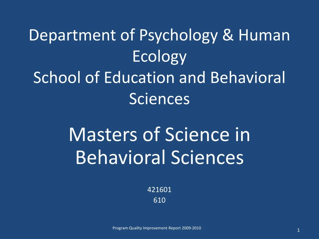 department of psychology human ecology school of education and behavioral sciences