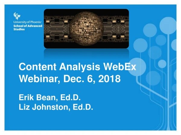 Content Analysis WebEx Webinar, Dec. 6, 2018