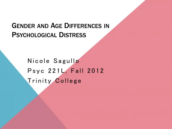 Gender and Age Differences in Psychological Distress