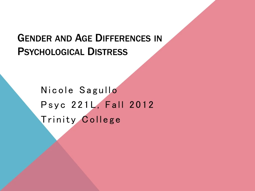 gender and age differences in psychological distress