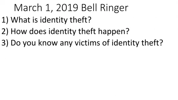 March 1, 2019 Bell Ringer