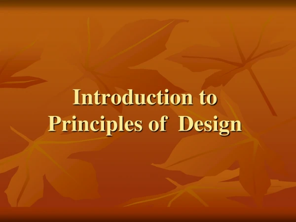 Introduction to Principles of Design