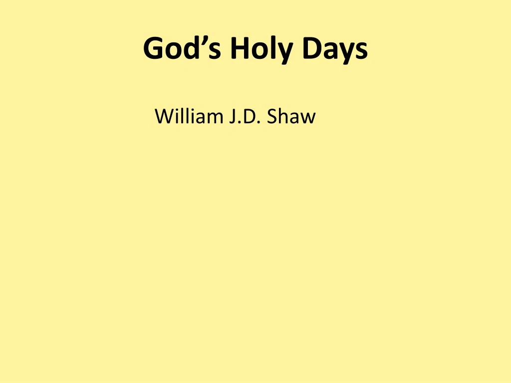 god s holy days