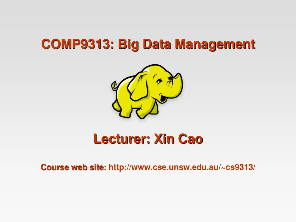 comp9313 big data management lecturer xin cao course web site http www cse unsw edu au cs9313