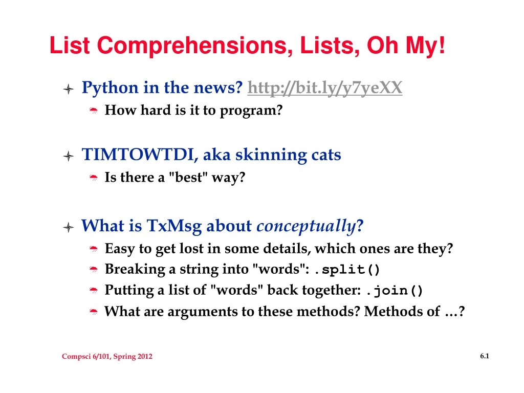 list comprehensions lists oh my