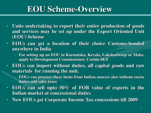 EOU Scheme-Overview