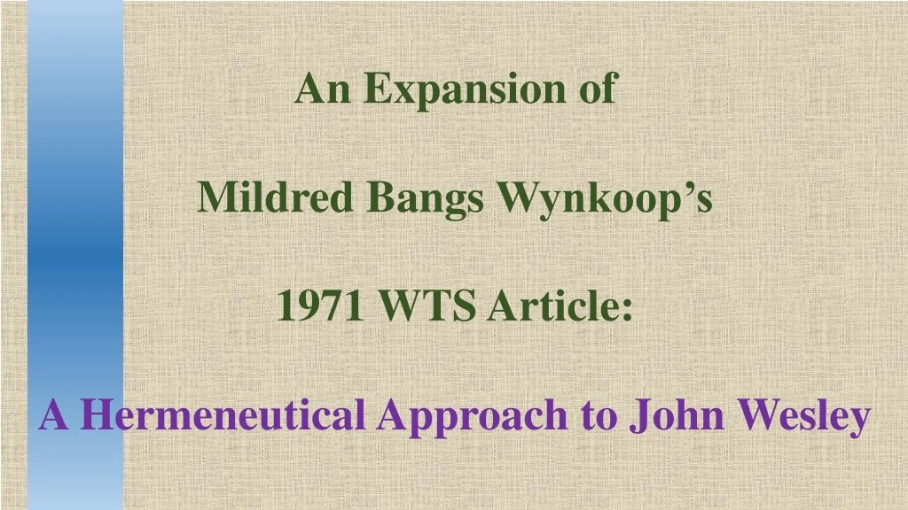 an expansion of mildred bangs wynkoop s 1971
