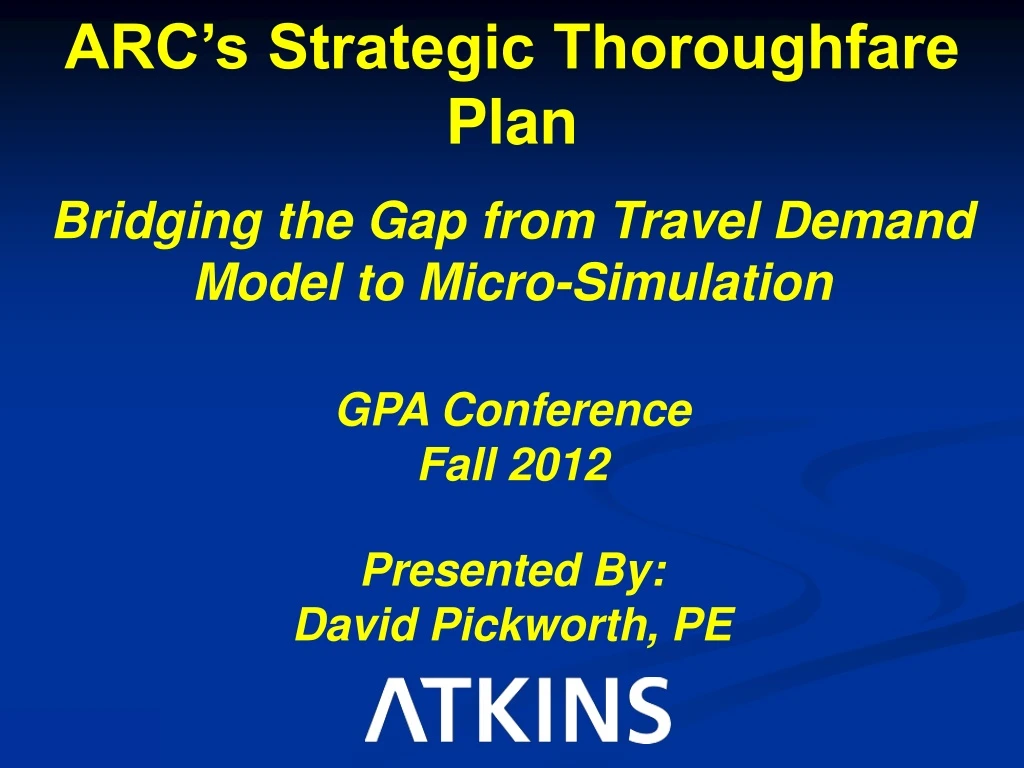 arc s strategic thoroughfare plan bridging