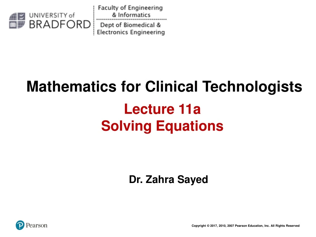 mathematics for clinical technologists