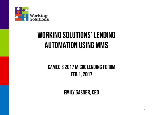 Working Solutions’ Lending Automation Using MMS