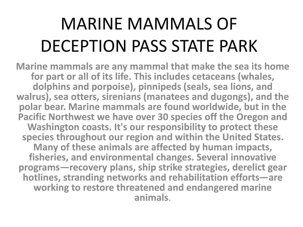 marine mammals of deception pass state park