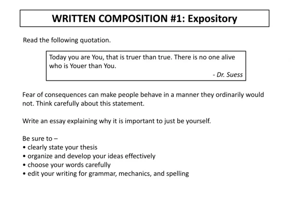WRITTEN COMPOSITION #1: Expository