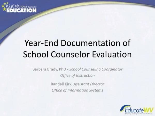 Year-End Documentation of School Counselor Evaluation