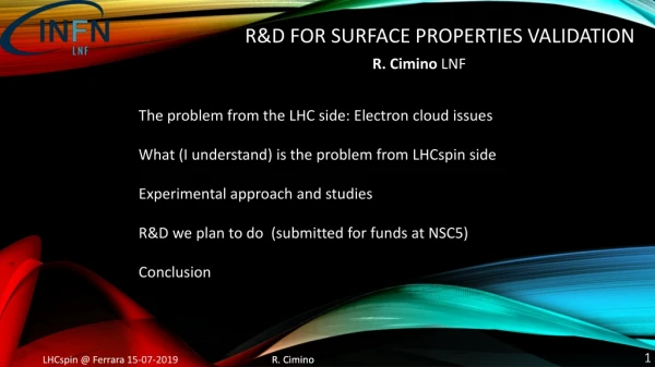 R&amp;D for surface properties validation