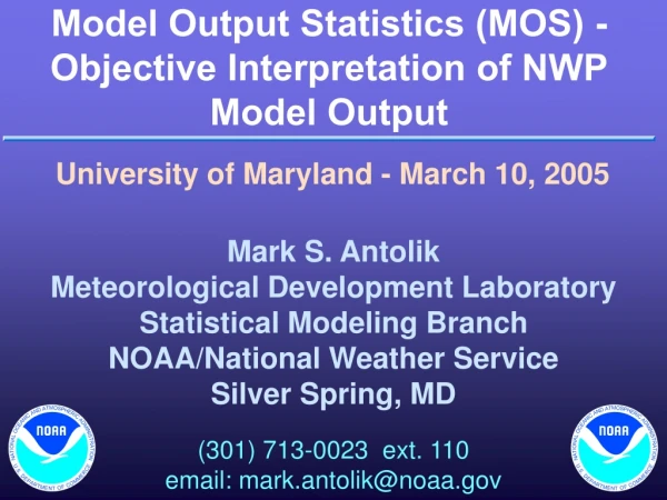 model output statistics mos objective interpretation of nwp model output