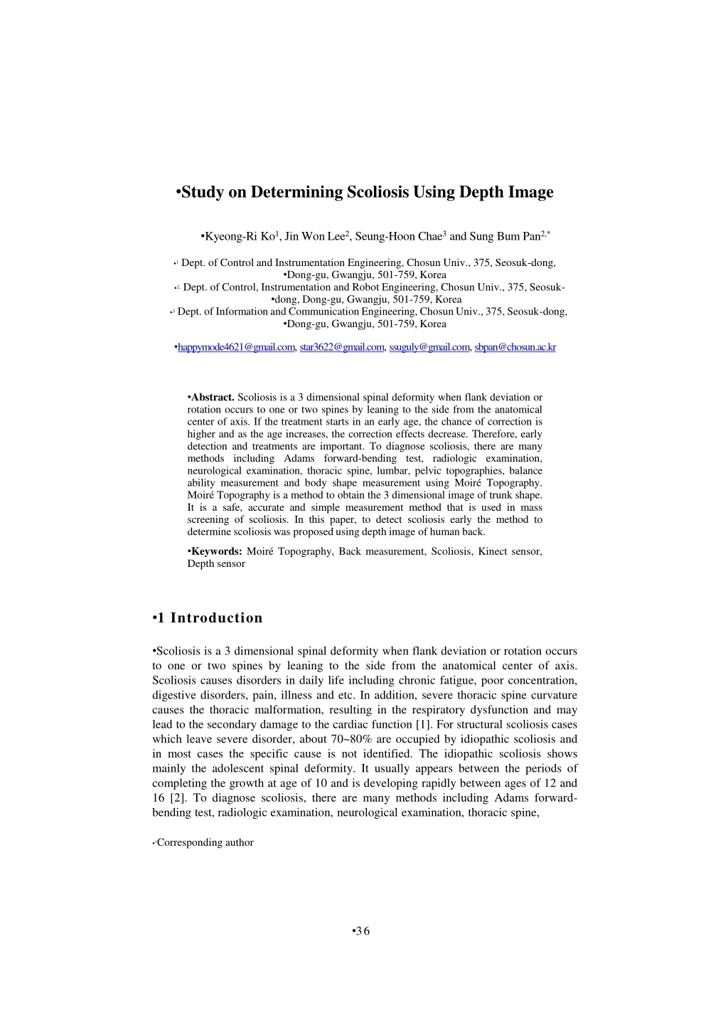 study on determining scoliosis using depth image