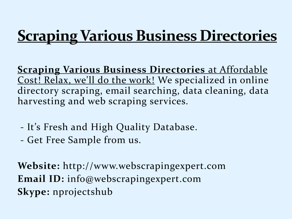 scraping various business directories