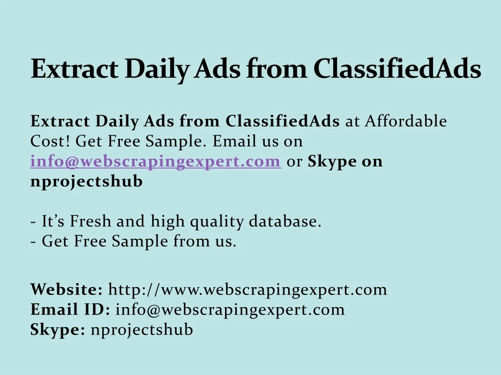 extract daily ads from classifiedads