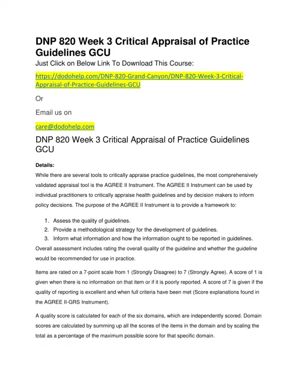 dnp 820 week 3 critical appraisal of practice