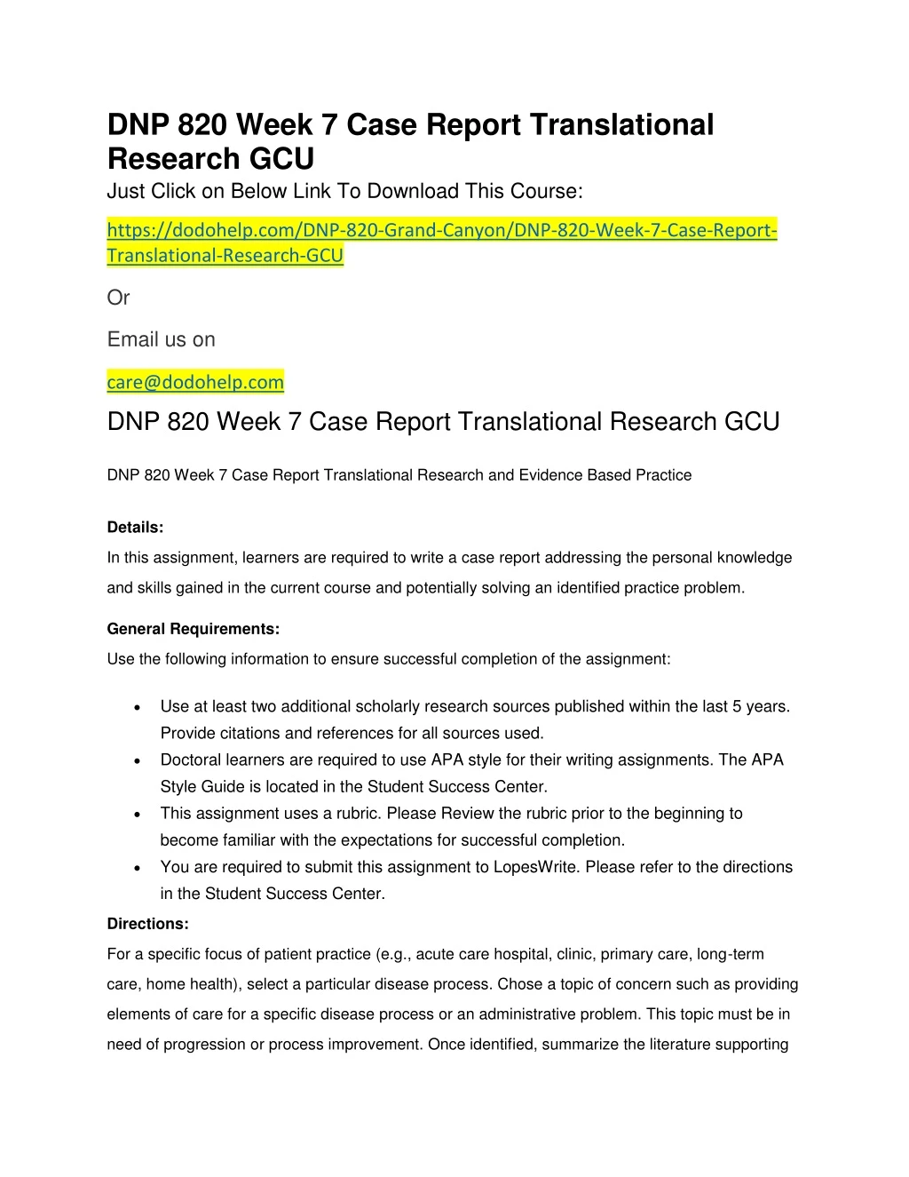 dnp 820 week 7 case report translational research