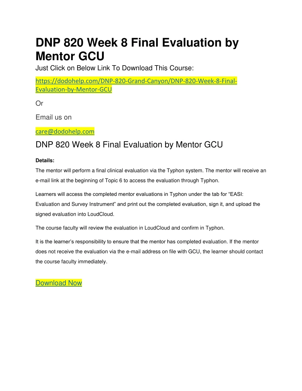 dnp 820 week 8 final evaluation by mentor