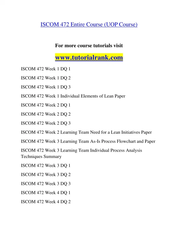 ISCOM 472 Enhance teaching/tutorialrank.com