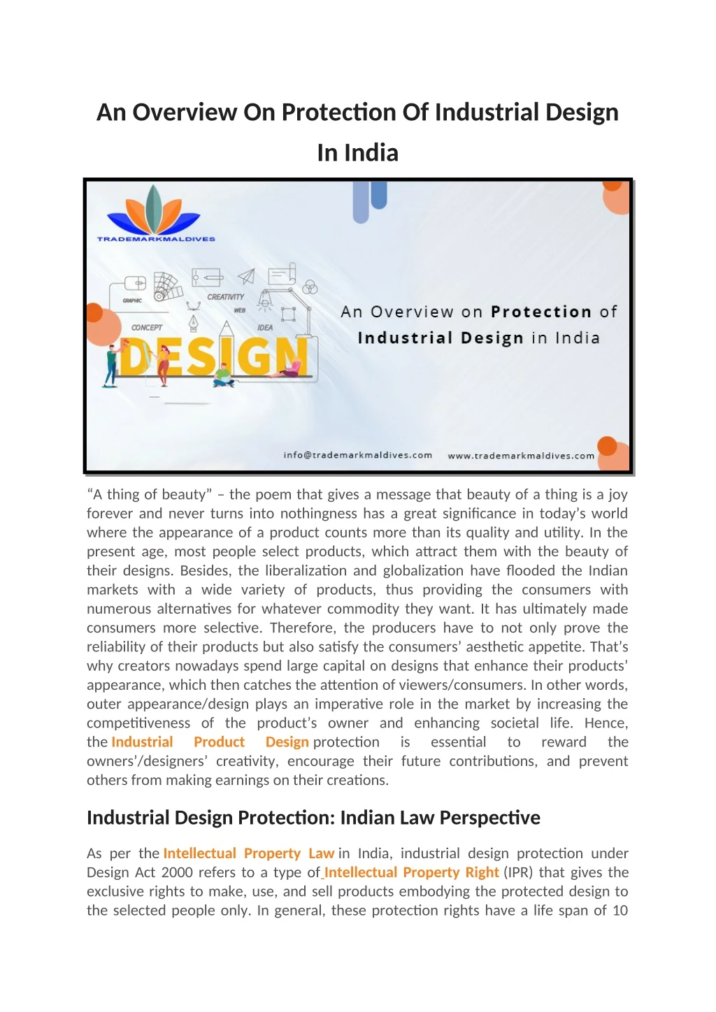 an overview on protection of industrial design