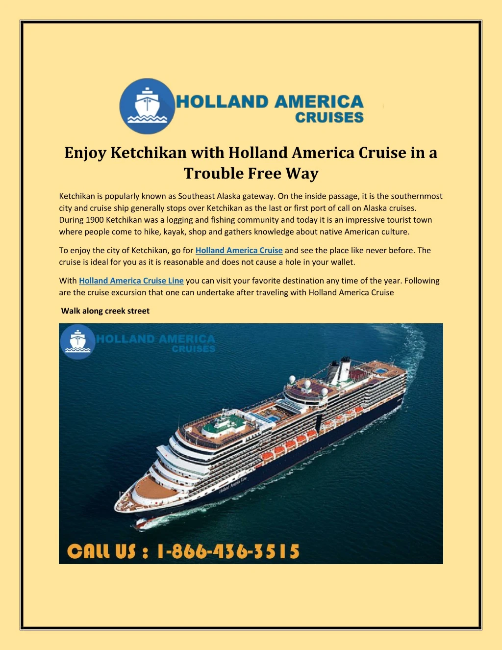 enjoy ketchikan with holland america cruise