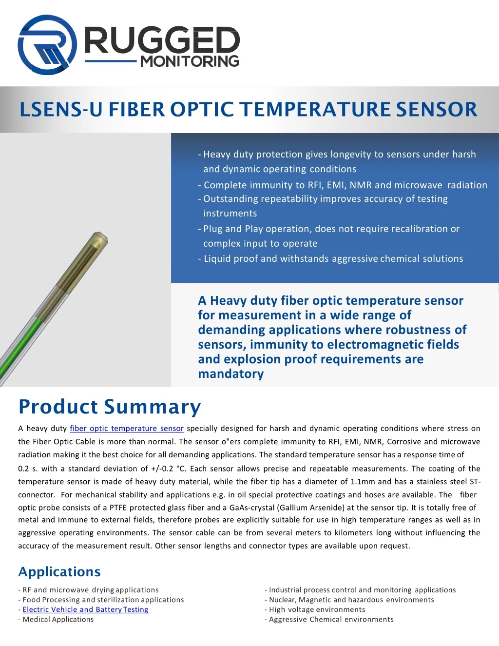 lsens u fiber optic temperature sensor