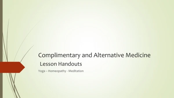 Complimentary and Alternative Medicine Lesson Handouts