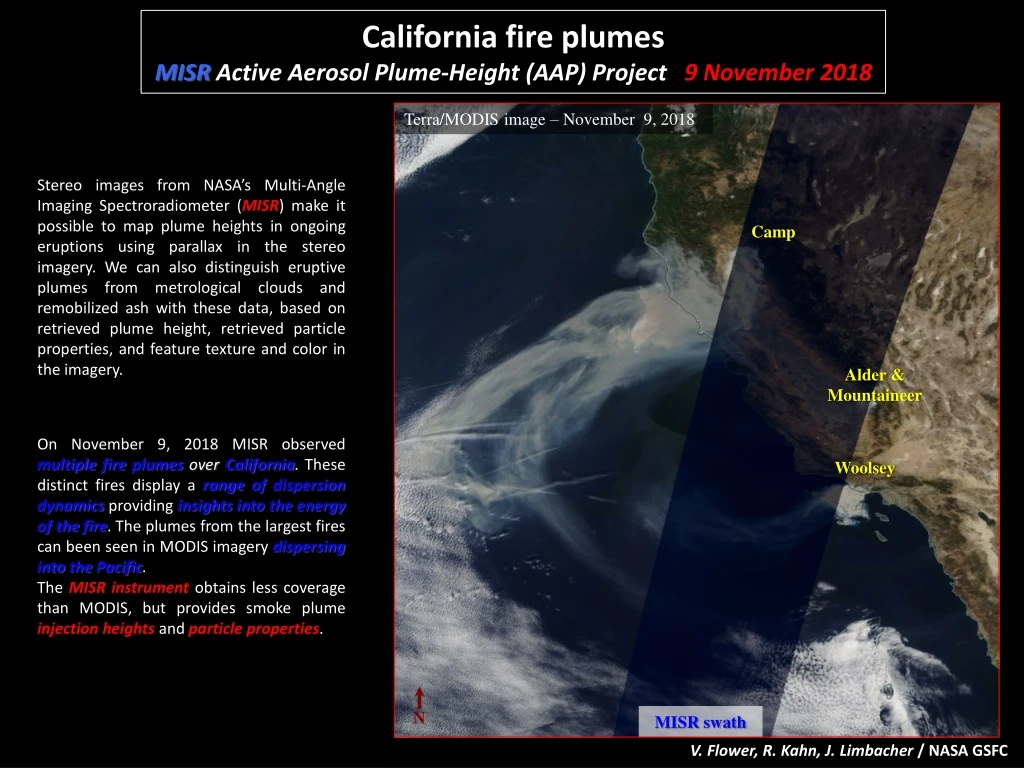 california fire plumes misr active aerosol plume