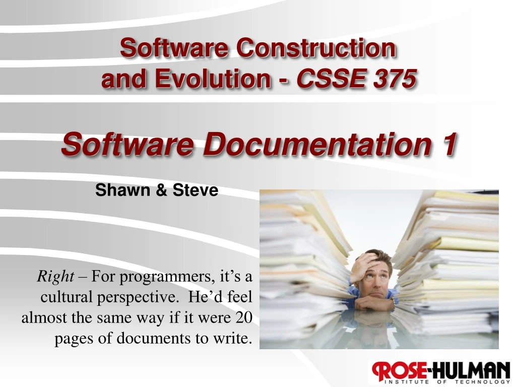 software construction and evolution csse 375 software documentation 1
