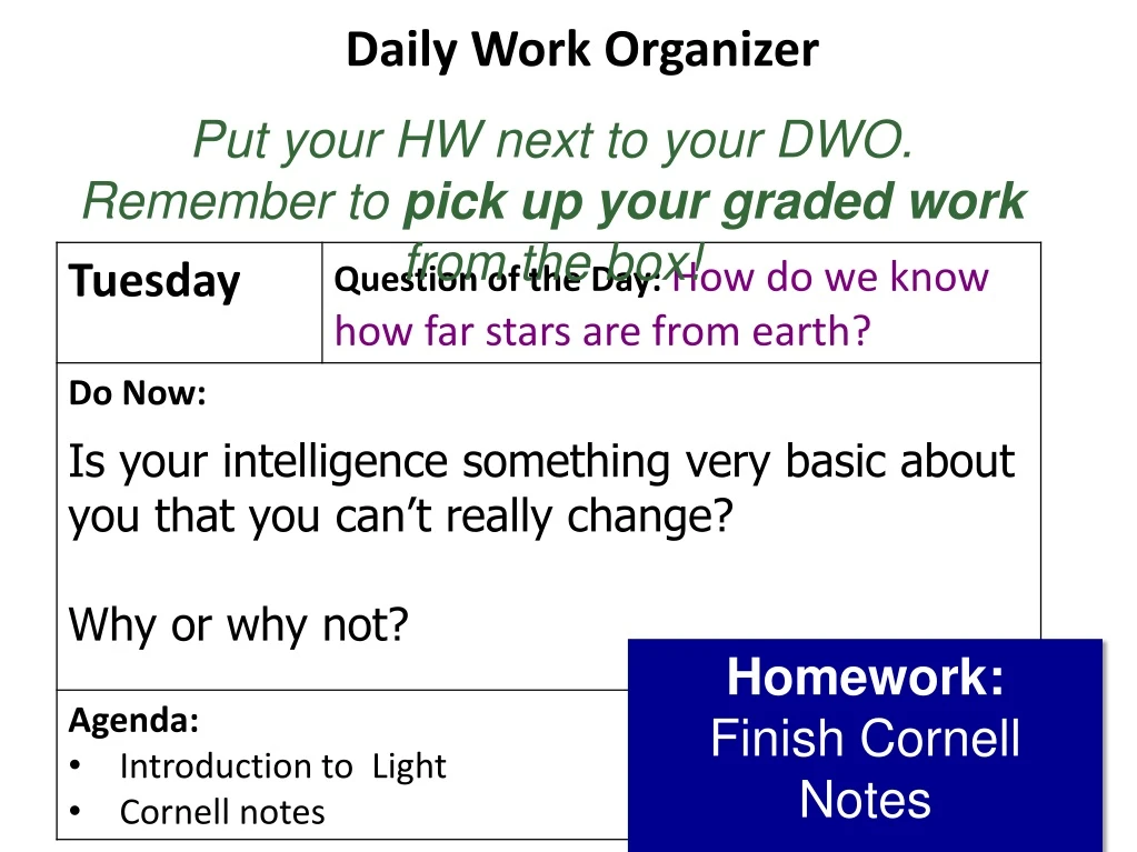 daily work organizer