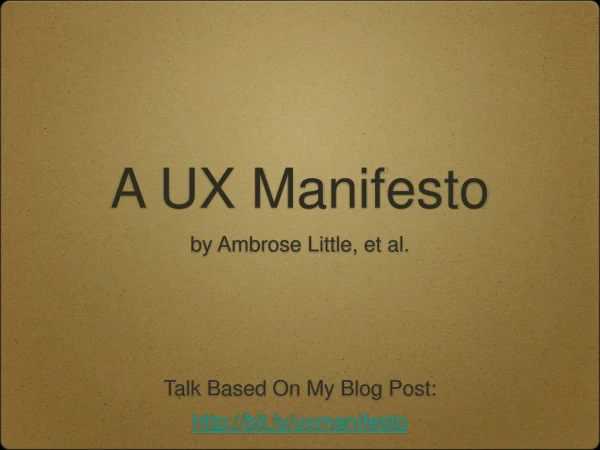 A UX Manifesto
