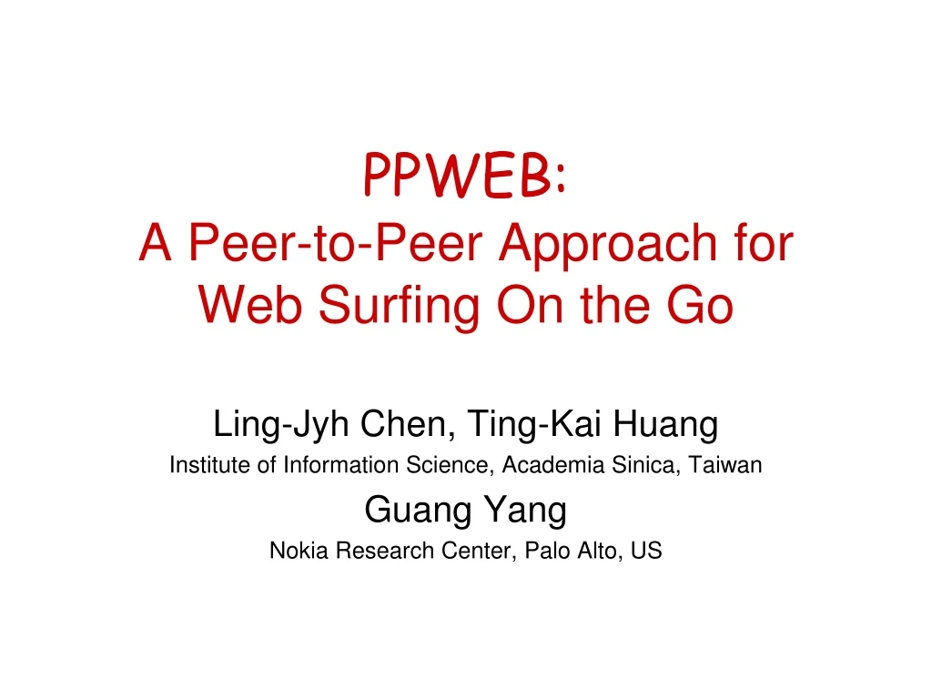 ppweb a peer to peer approach for web surfing on the go