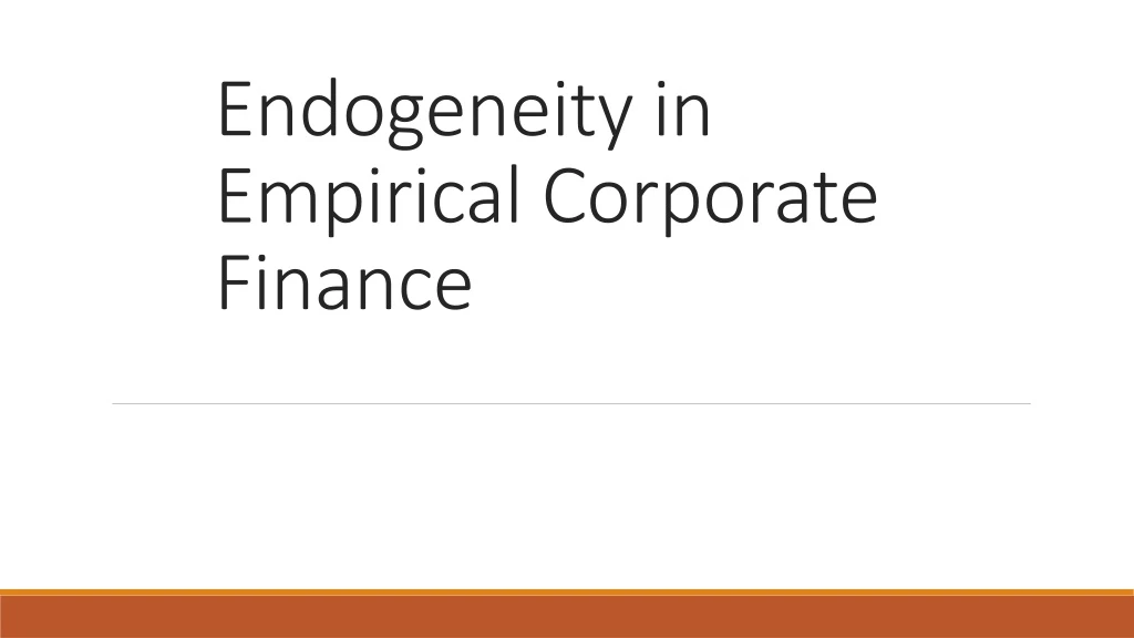 endogeneity in empirical corporate finance