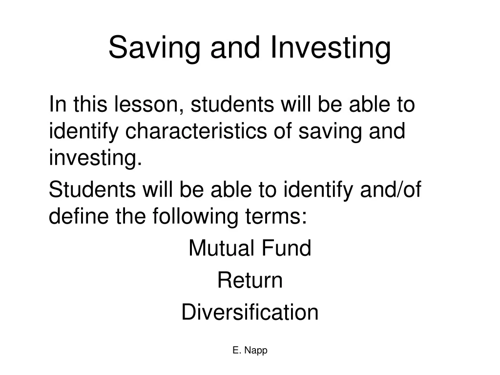 saving and investing